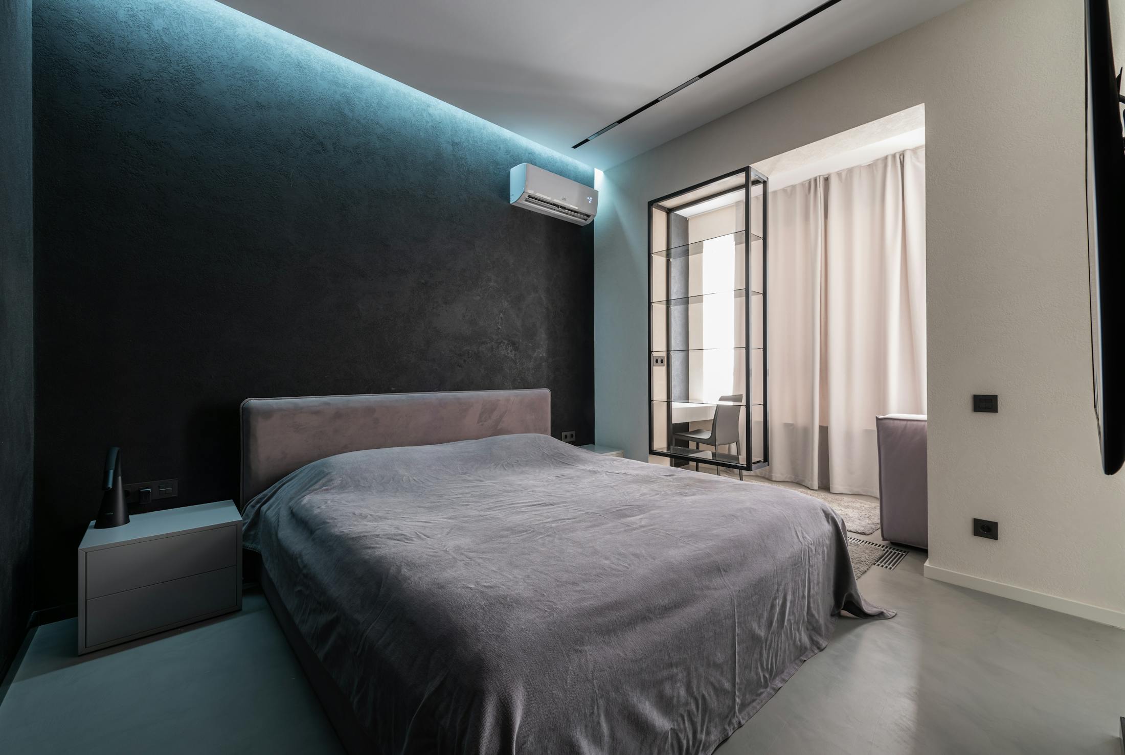 Premium bedroom with wall mounted air conditioning