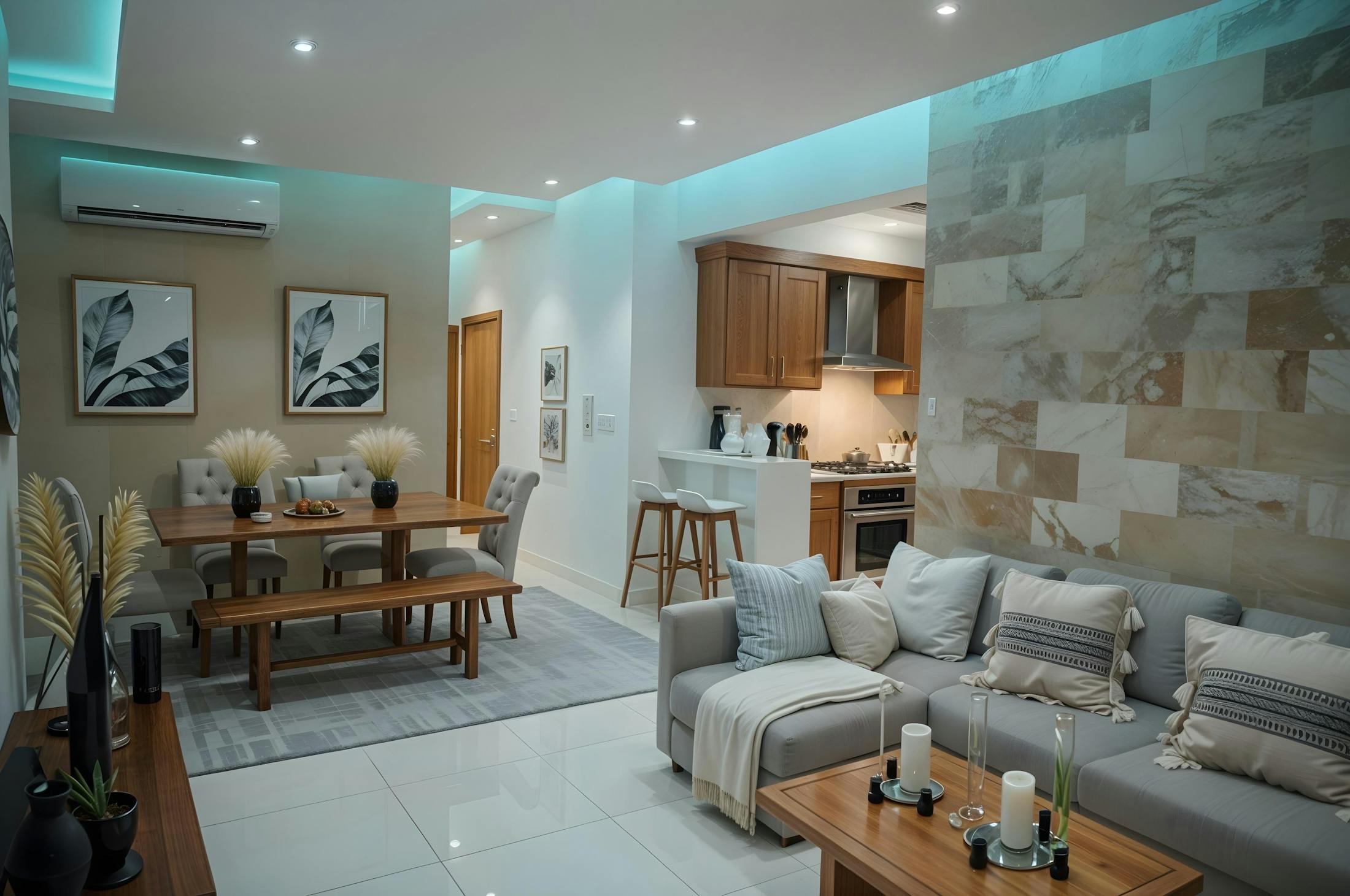 Open plan home with air conditioning and premium finish